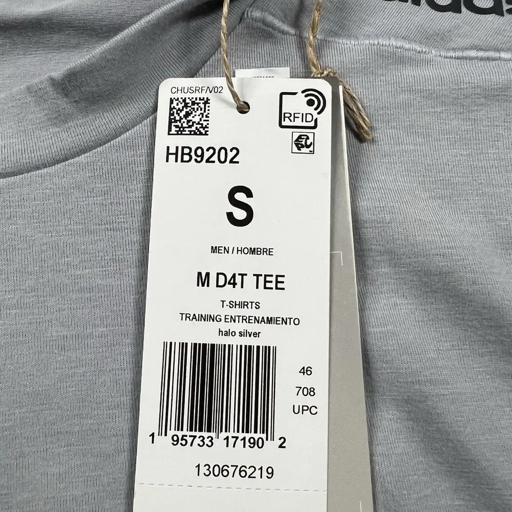 Adidas Men's Size Small Solid Color Designed For Training Tee HB9202 Gray/Silver